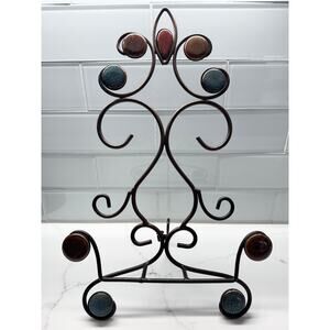 Oil Rubbed Bronze Metal Art Plate Holder with Decorative Colored Stones
